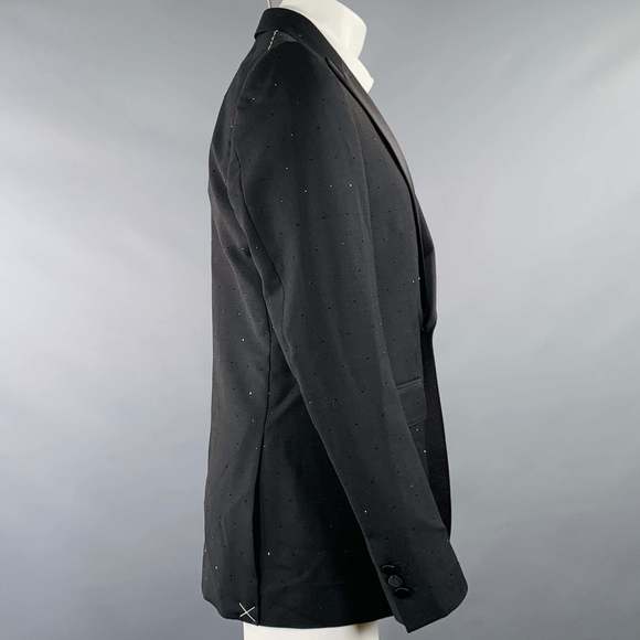 BURBERRY Black Studded Mohair Wool Peak Lapel Sport Coat - Picture 3 of 11